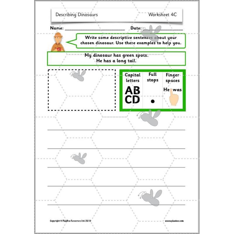 PlanBee Describing Dinosaurs Year 1 - Dinosaur Writing Activities KS1