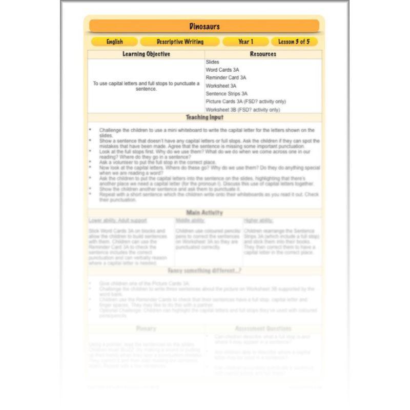 PlanBee Describing Dinosaurs Year 1 - Dinosaur Writing Activities KS1