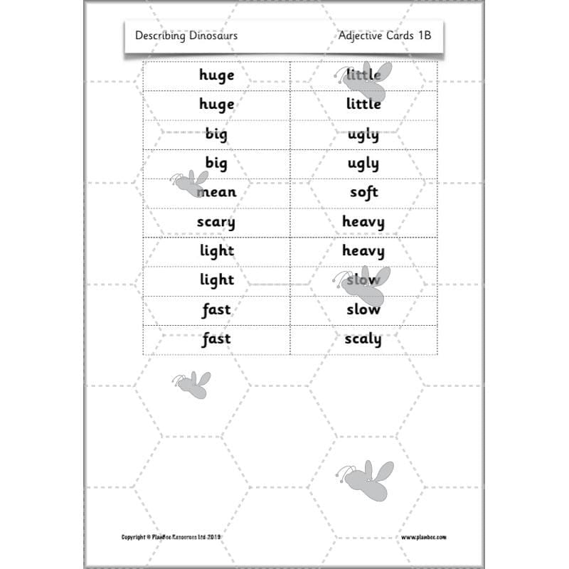 PlanBee Describing Dinosaurs Year 1 - Dinosaur Writing Activities KS1