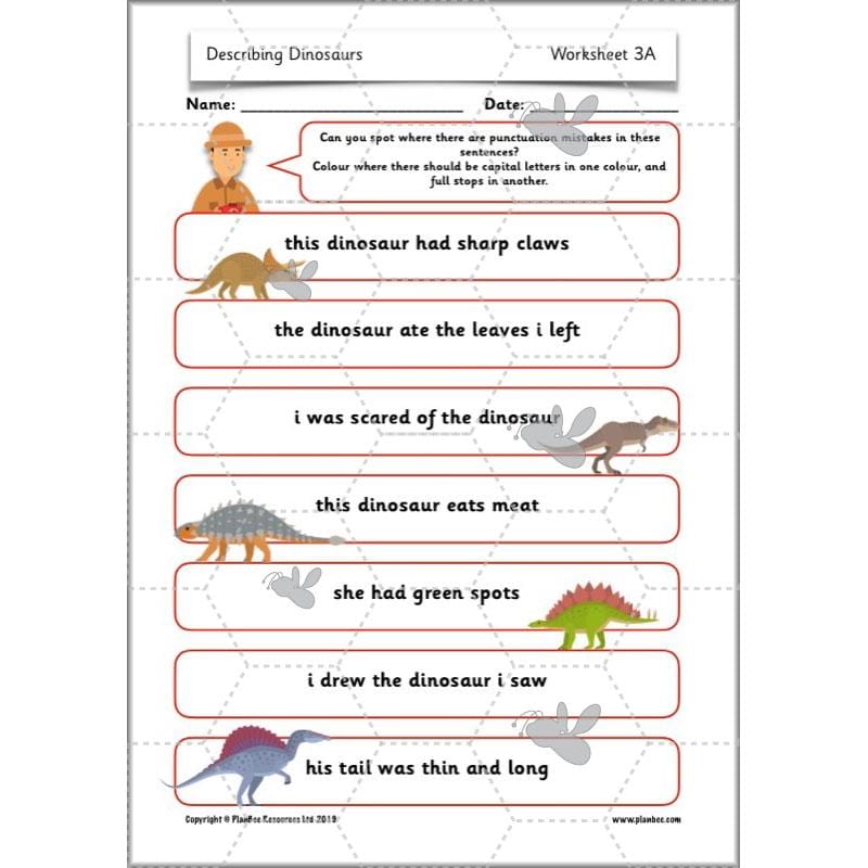 PlanBee Describing Dinosaurs Year 1 - Dinosaur Writing Activities KS1