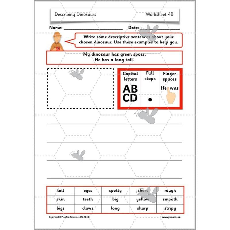 PlanBee Describing Dinosaurs Year 1 - Dinosaur Writing Activities KS1
