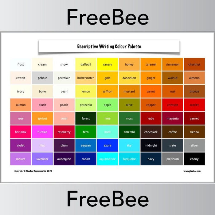 PlanBee FREE KS2 Descriptive Writing Colour Palette | PlanBee