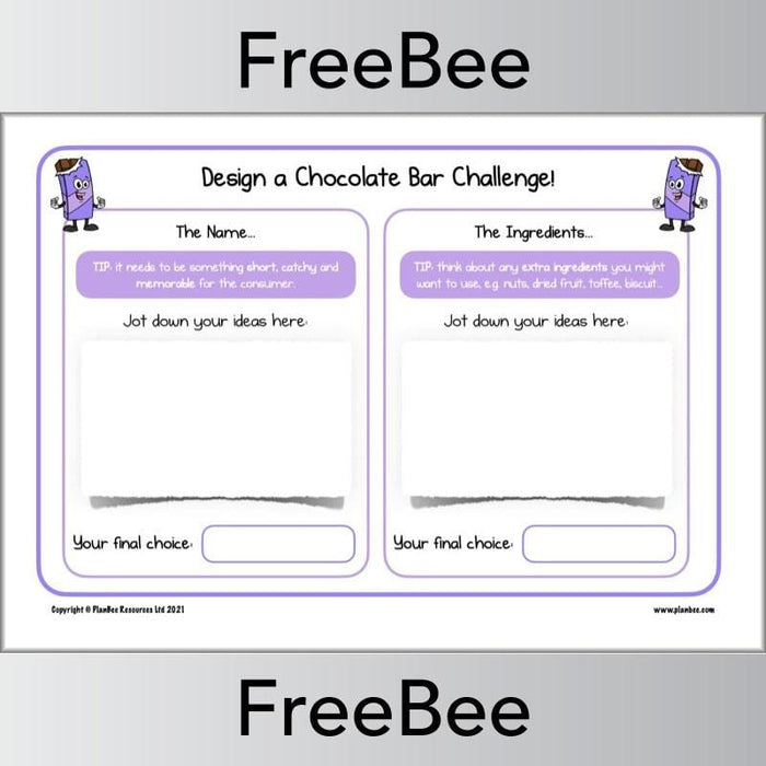 Free Design a Chocolate Bar KS2 Challenge by PlanBee