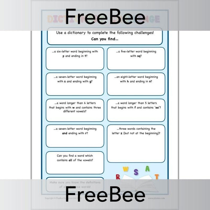 FREE Fun with Words Pack by PlanBee