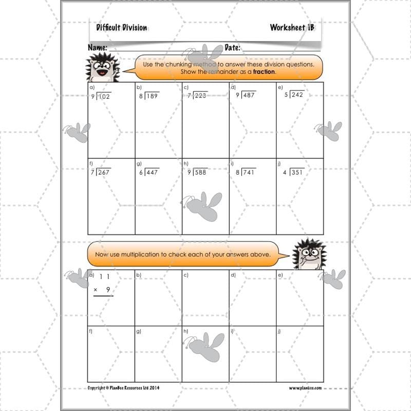 PlanBee Difficult Division Year 6 Maths Lessons and Worksheets