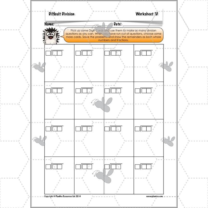 PlanBee Difficult Division Year 6 Maths Lessons and Worksheets