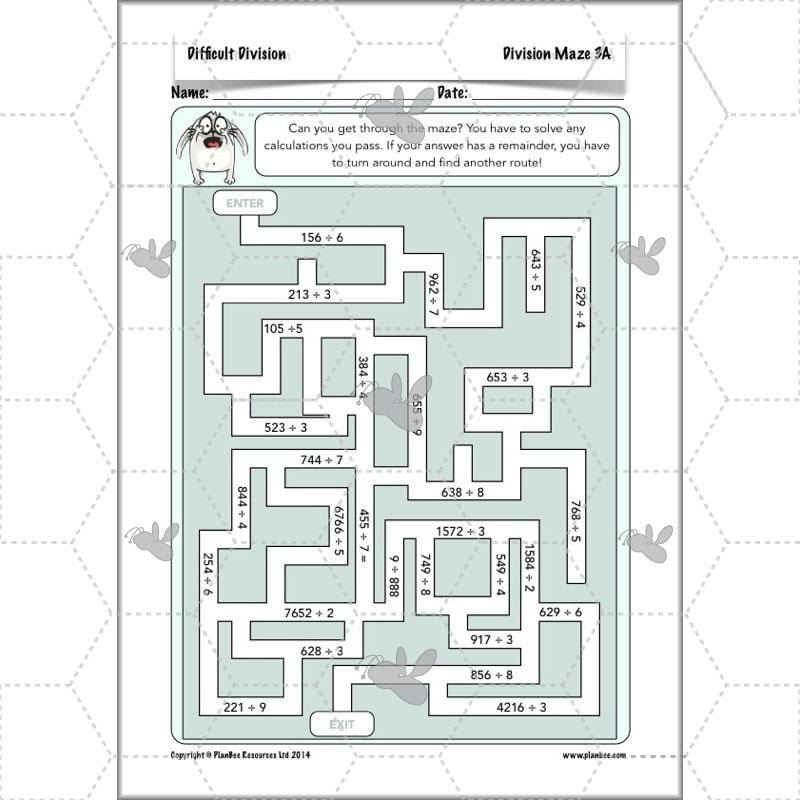 PlanBee Difficult Division Year 6 Maths Lessons and Worksheets