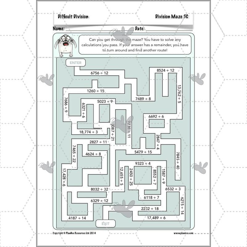 PlanBee Difficult Division Year 6 Maths Lessons and Worksheets