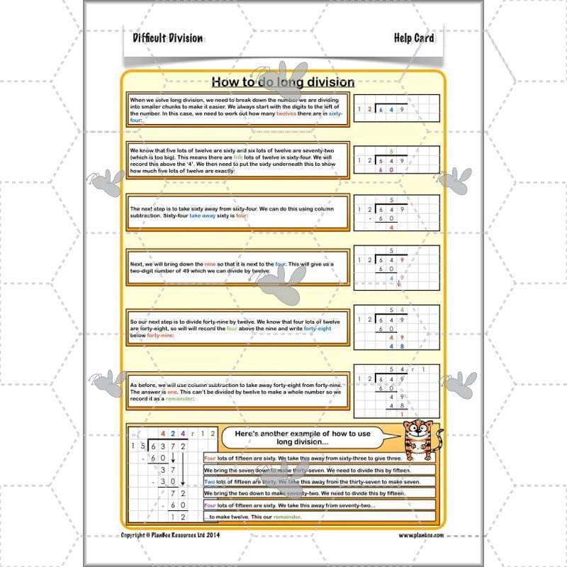 PlanBee Difficult Division Year 6 Maths Lessons and Worksheets