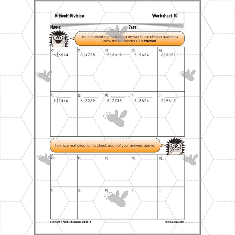 PlanBee Difficult Division Year 6 Maths Lessons and Worksheets