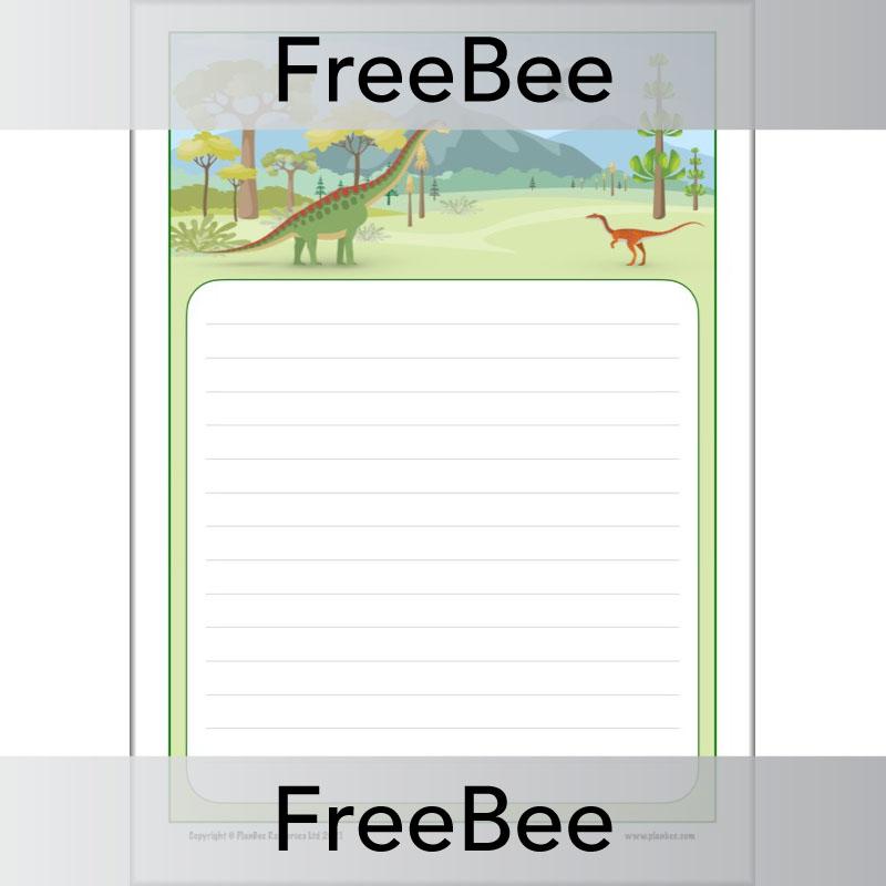 FREE Dinosaur Writing Paper by PlanBee