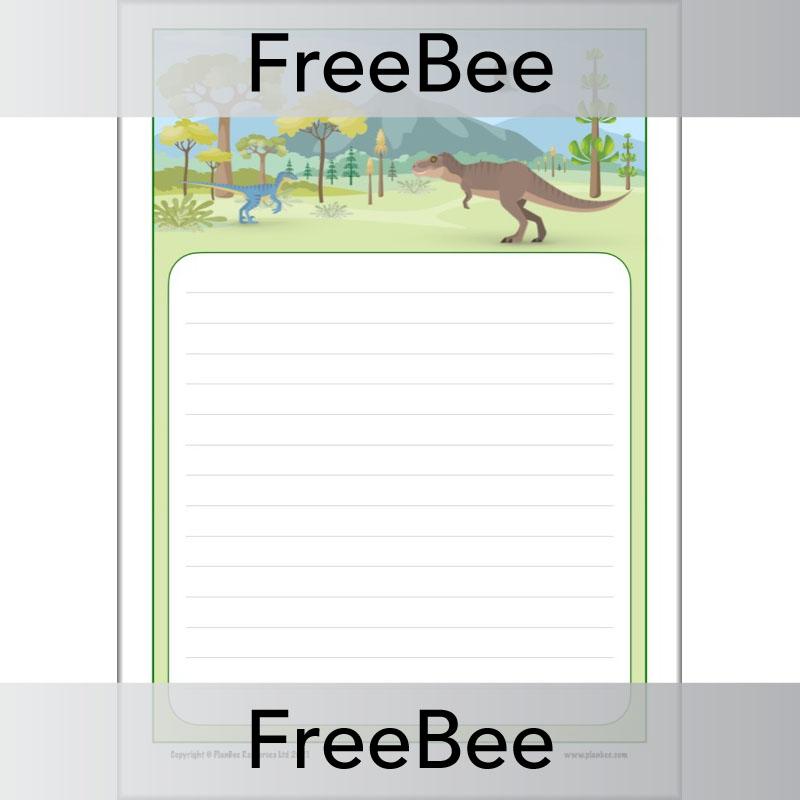 FREE Dinosaur Writing Paper by PlanBee