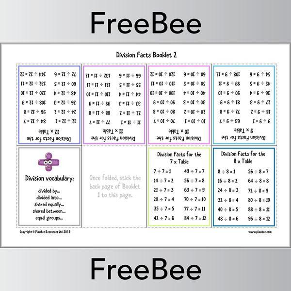 PlanBee Free Division Facts Booklet KS2 by PlanBee