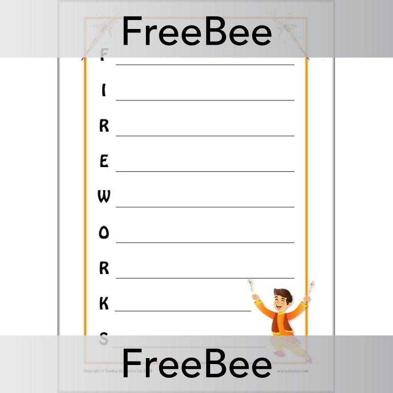 Free Printable Firework Diwali Acrostic Poem Template by PlanBee