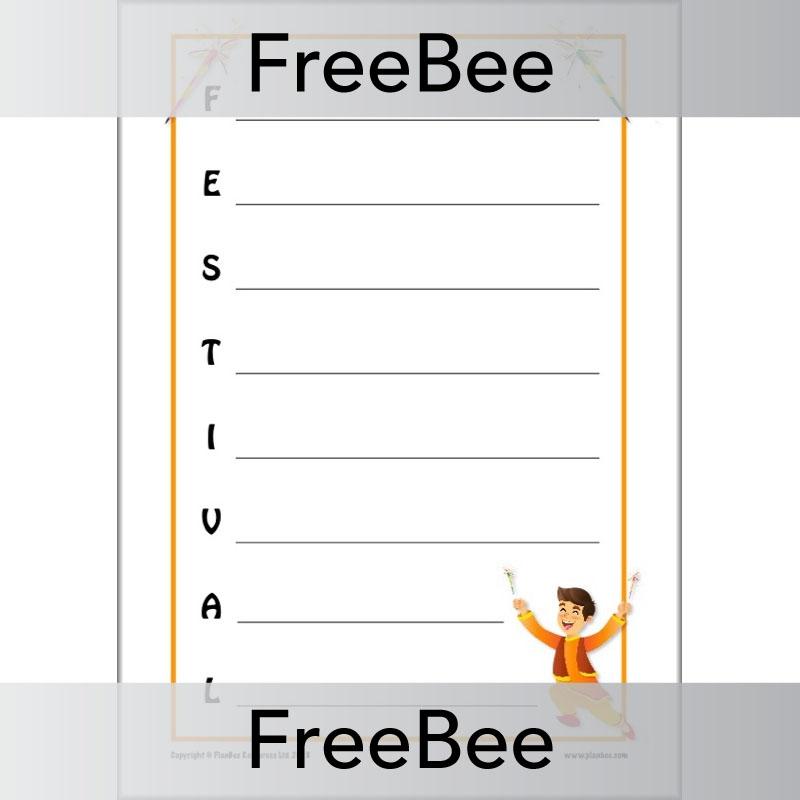 Free Printable Festival Diwali Acrostic Poem Template by PlanBee
