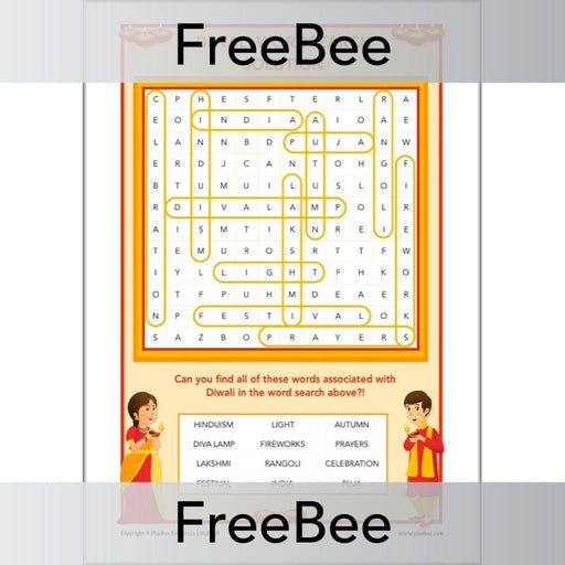 Free Diwali Word Search Printable by PlanBee