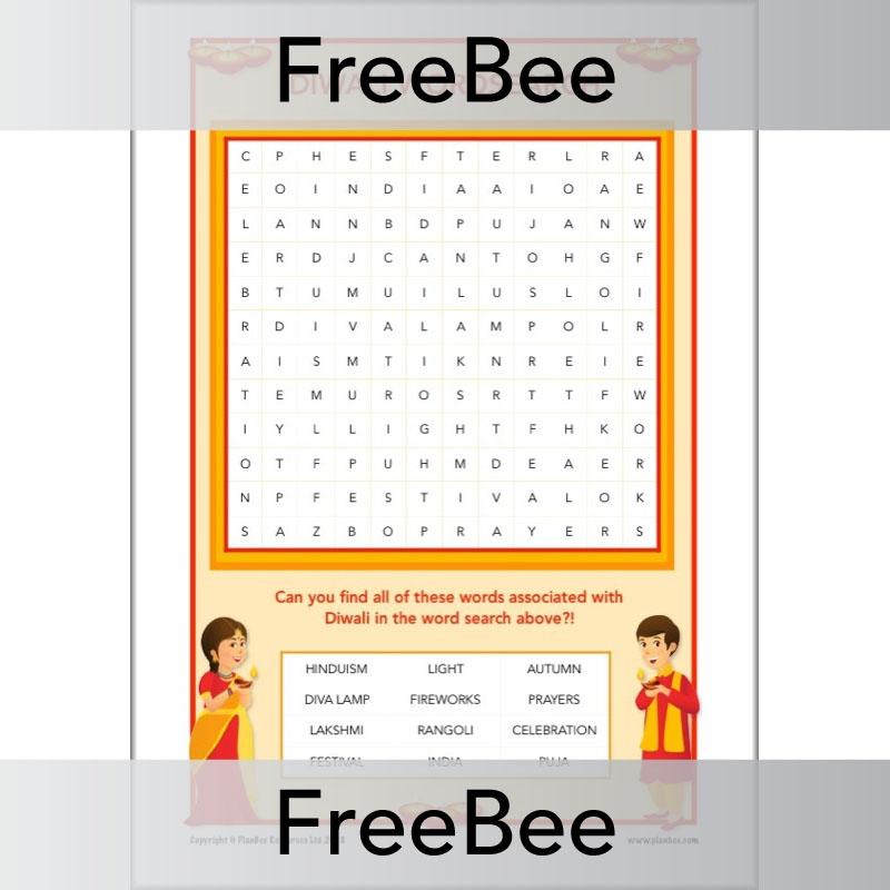 Free Diwali Word Search Printable by PlanBee