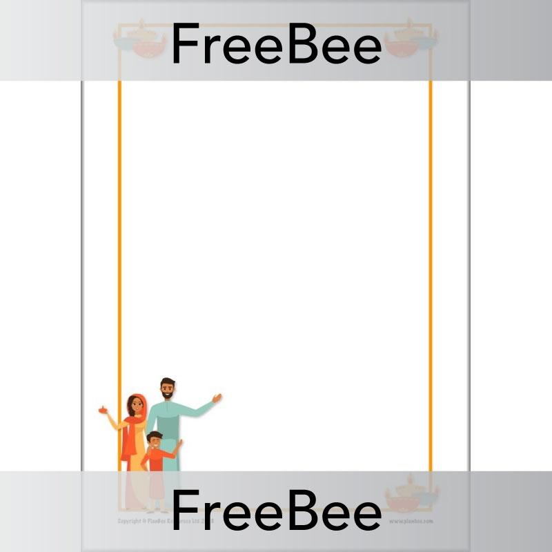 Free Blank Diwali Page Border Writing Frame by PlanBee