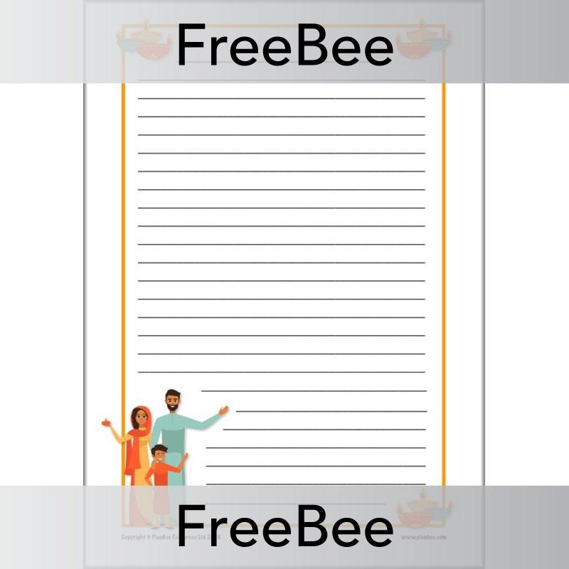 Free Lined Diwali Page Border Writing Frame by PlanBee