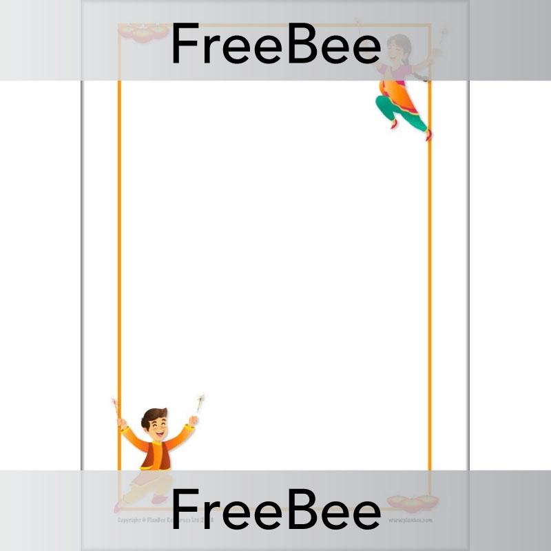 Free Diwali Page Border Writing Frame by PlanBee