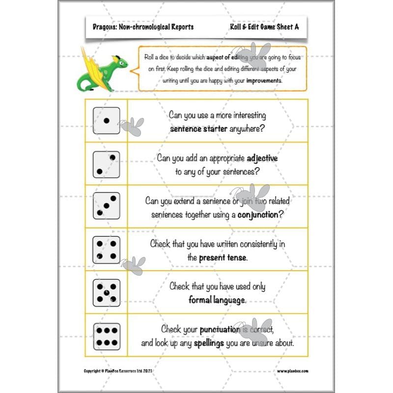 PlanBee Dragons KS2 | Non-chronological Reports Planning | Year 4