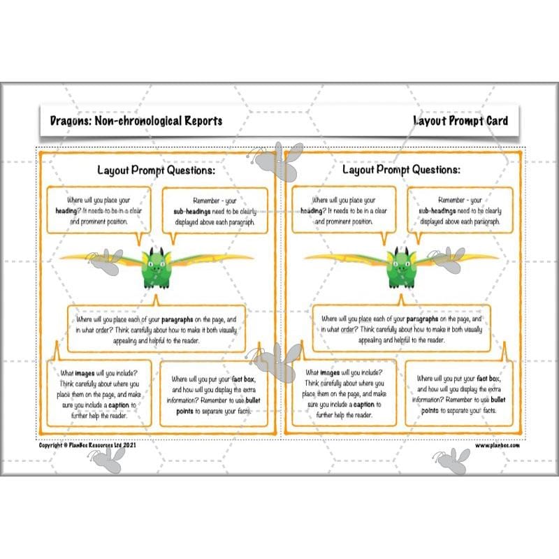 PlanBee Dragons KS2 | Non-chronological Reports Planning | Year 4
