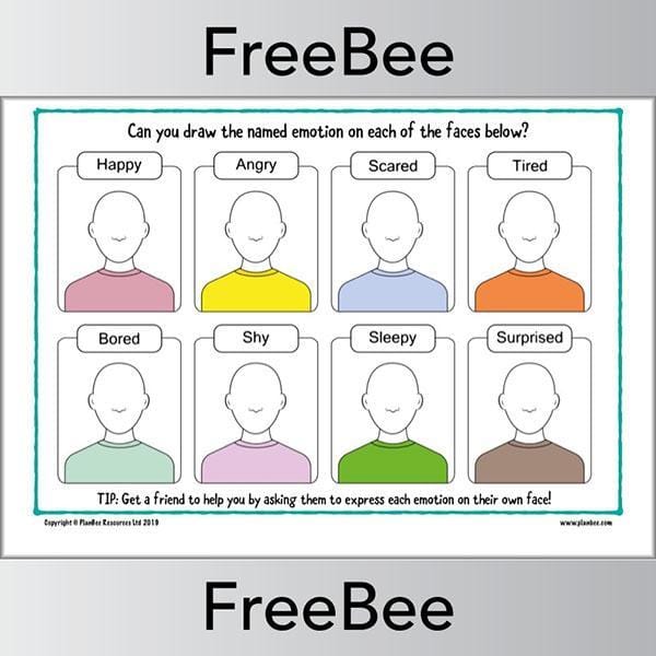 PlanBee FREE Draw the Emotion Worksheet by PlanBee