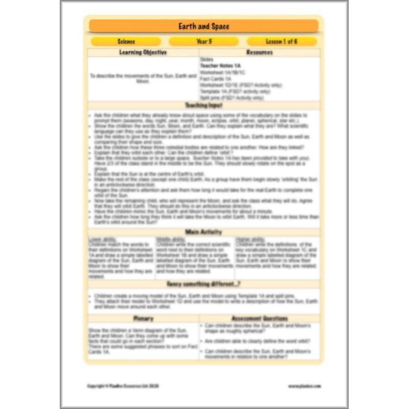 PlanBee Earth and Space Year 5 Science Planning by PlanBee