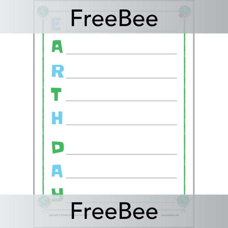 PlanBee FREE Earth Day Acrostic Poem Template by PlanBee
