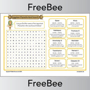 FREE Ancient Egyptian Pharaohs KS2 Word Search by PlanBee