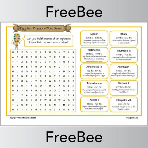 FREE Ancient Egyptian Pharaohs KS2 Word Search by PlanBee