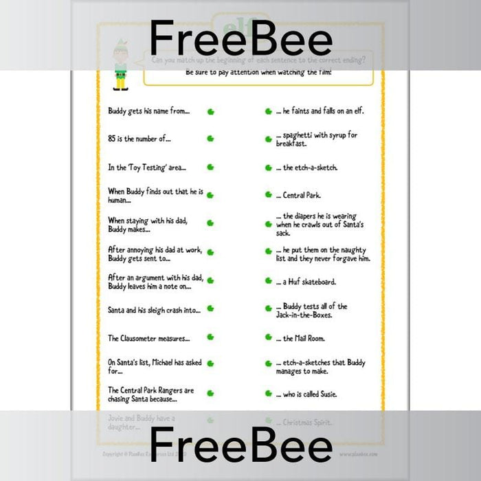 Free Elf Sheets by PlanBee