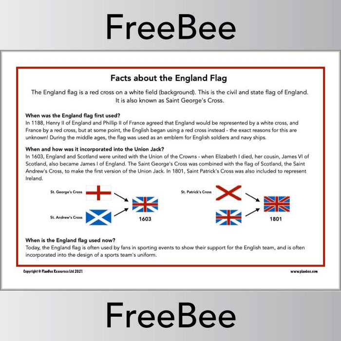 FREE England Flag Template by PlanBee