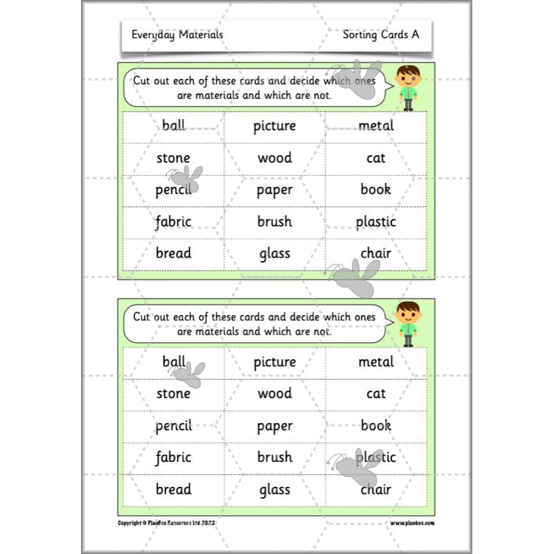 PlanBee Everyday Materials Year 1 Science Materials Planning for KS1