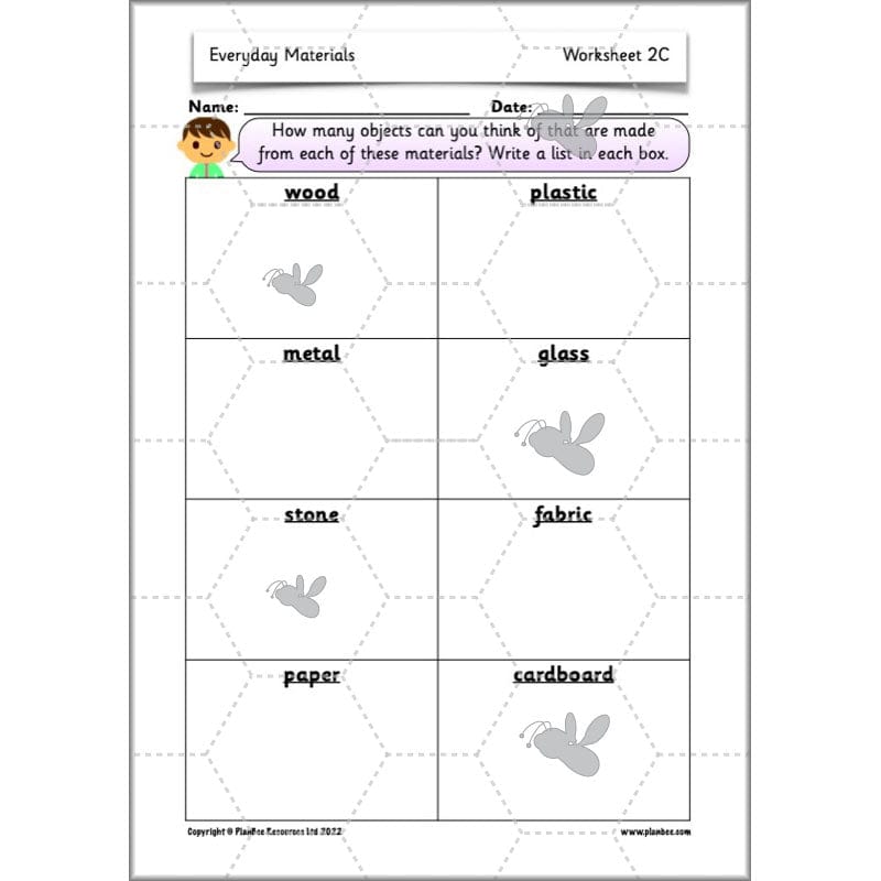 PlanBee Everyday Materials Year 1 Science Materials Planning for KS1