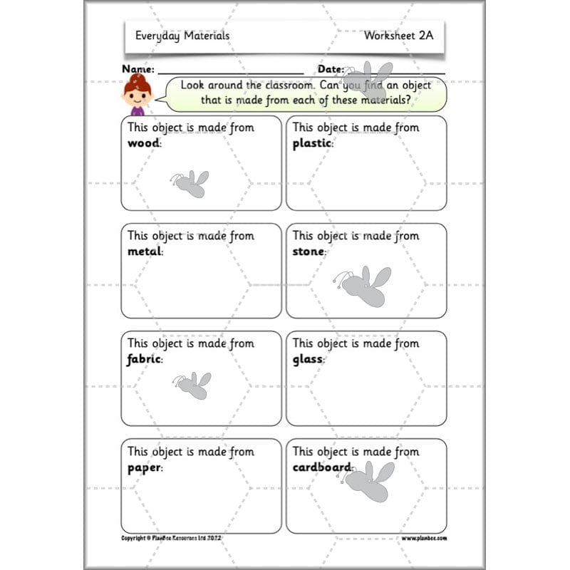 PlanBee Everyday Materials Year 1 Science Materials Planning for KS1