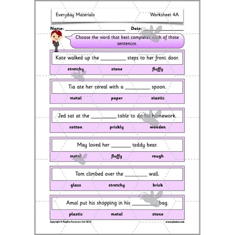 PlanBee Everyday Materials Year 1 Science Materials Planning for KS1