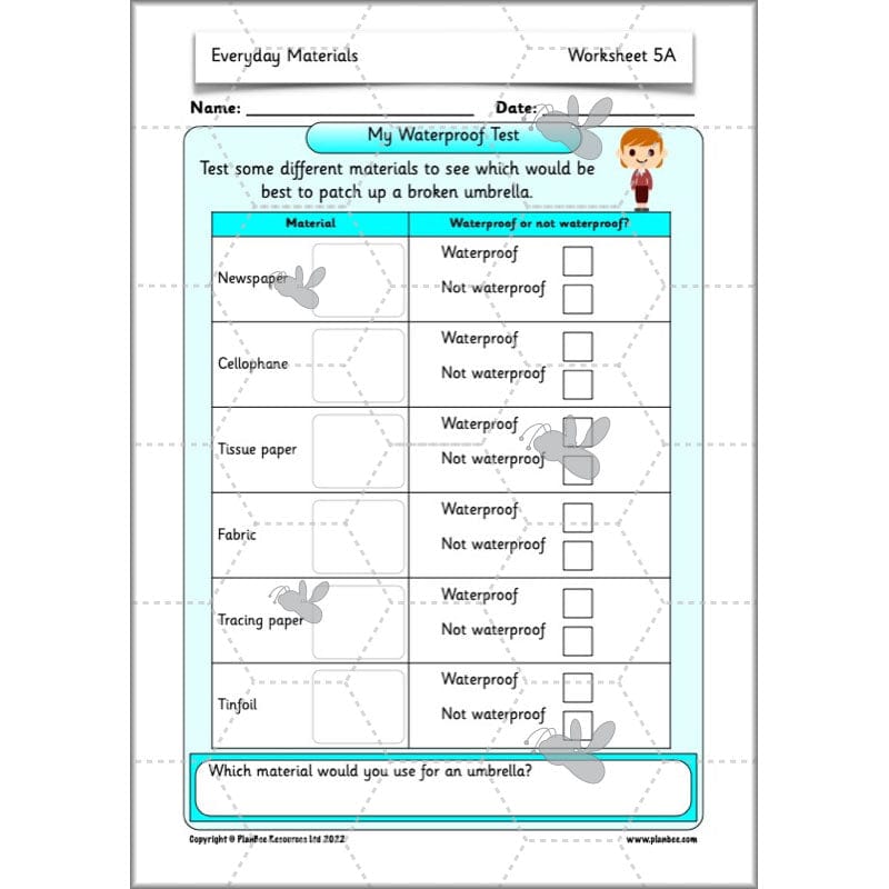 PlanBee Everyday Materials Year 1 Science Materials Planning for KS1