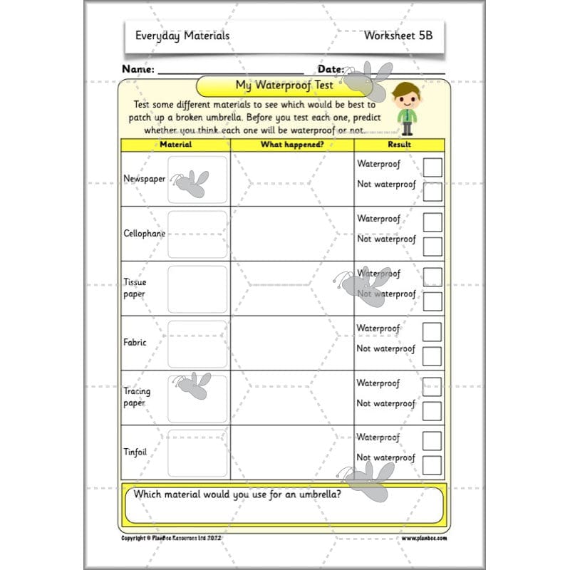 PlanBee Everyday Materials Year 1 Science Materials Planning for KS1