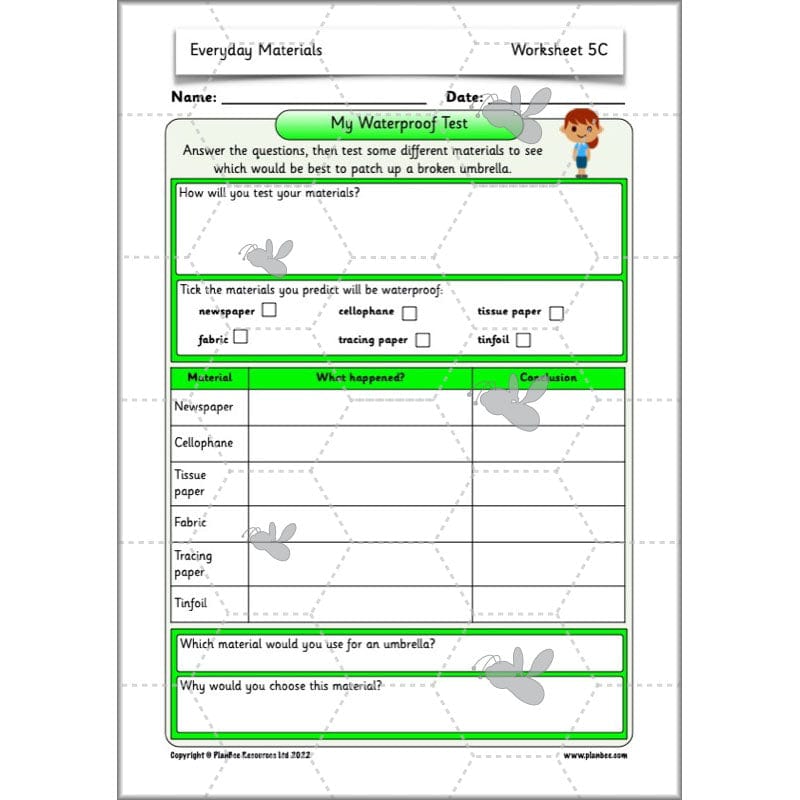 PlanBee Everyday Materials Year 1 Science Materials Planning for KS1
