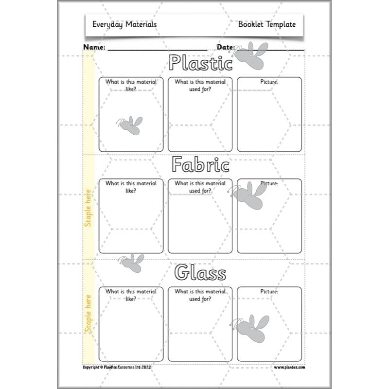 PlanBee Everyday Materials Year 1 Science Materials Planning for KS1