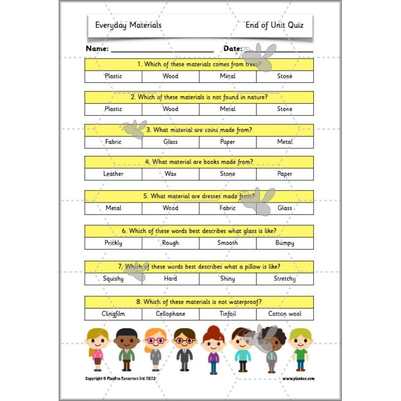 PlanBee Everyday Materials Year 1 Science Materials Planning for KS1