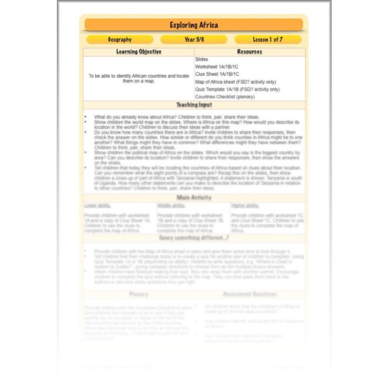 PlanBee Exploring Africa KS2 Geography lessons for Year 5 & Year 6