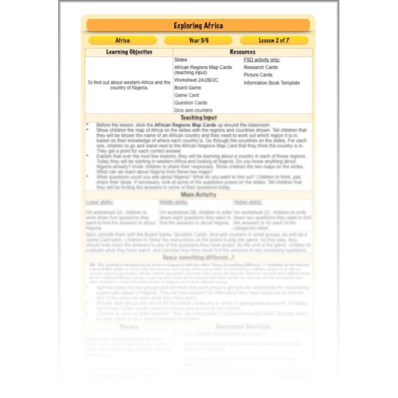 PlanBee Exploring Africa KS2 Geography lessons for Year 5 & Year 6