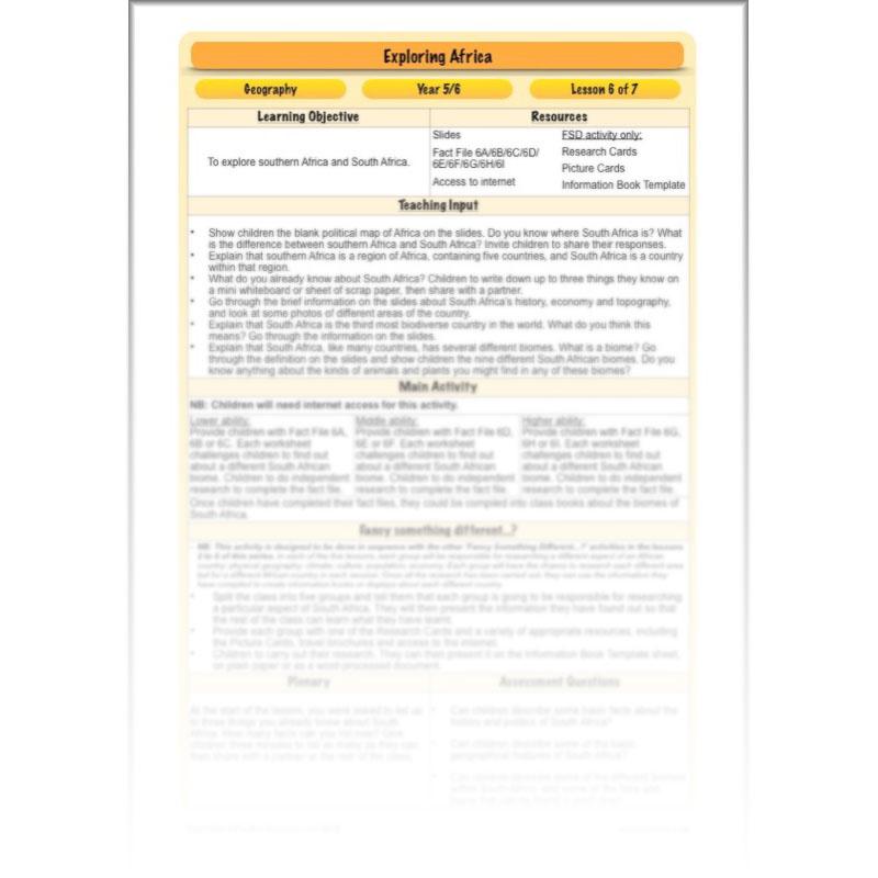 PlanBee Exploring Africa KS2 Geography lessons for Year 5 & Year 6