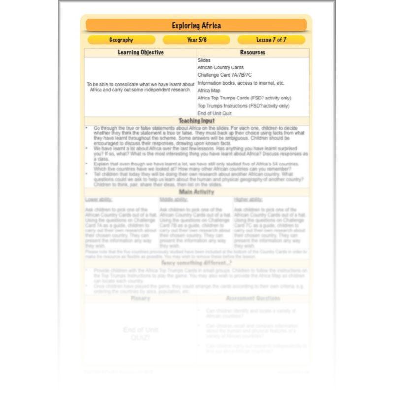 PlanBee Exploring Africa KS2 Geography lessons for Year 5 & Year 6