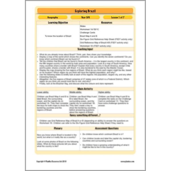 PlanBee Exploring Brazil KS2 Lesson Plan Pack for Year 5/6 Geography