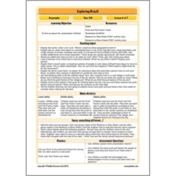 PlanBee Exploring Brazil KS2 Lesson Plan Pack for Year 5/6 Geography