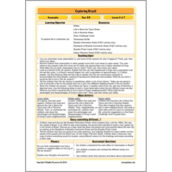 PlanBee Exploring Brazil KS2 Lesson Plan Pack for Year 5/6 Geography