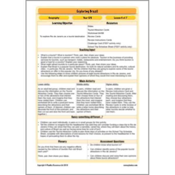 PlanBee Exploring Brazil KS2 Lesson Plan Pack for Year 5/6 Geography